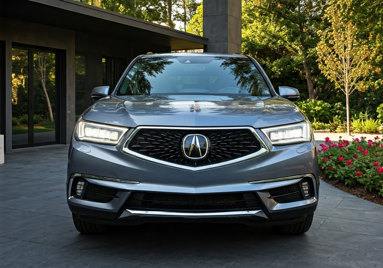 Acura MDX in modern driveway